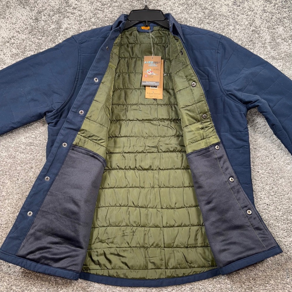 Tailor Vintage Mens Navy Quilted Snap Front Shirt Jacket AIROTEC Luxe Large NEW - Picture 8 of 11
